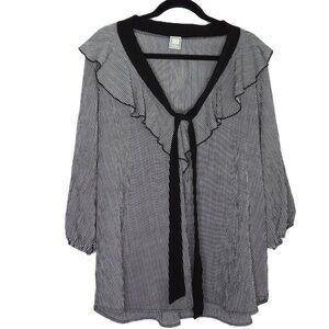 Lilian Top Black & White Stripe Ruffled Sailor 3/4 Sleeve No Tag Plus 2X or 3X